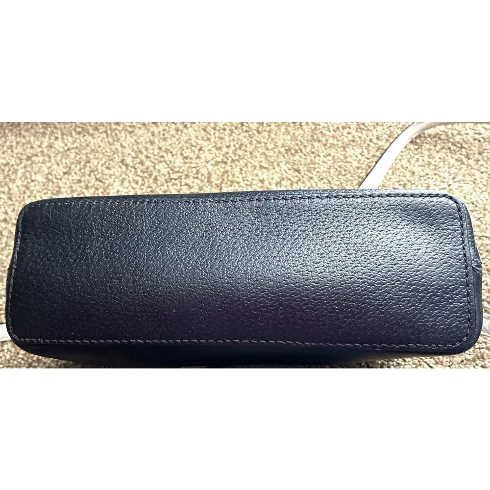 Kate Spade Small Black White Leather Crossbody Adj Strap Lined Slip Pocket